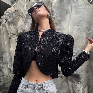 ZARA SEQUIN VOLUME SLEEVE JACKET